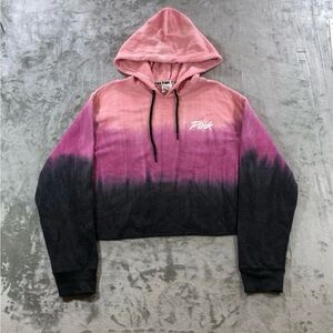 PINK Ombré Cropped Hoodie in Pink, Purple & Black Size Large Brand New w/ Tags